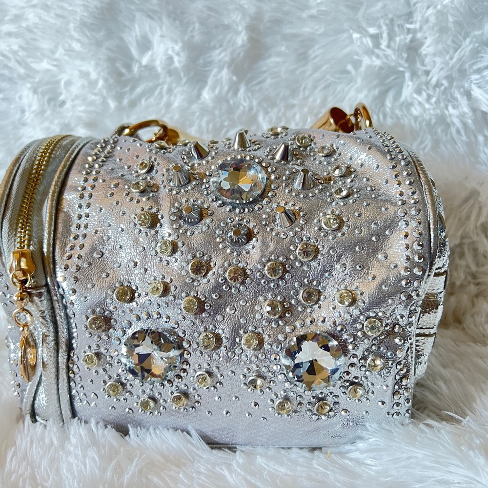Silver / gold rhinestone bag. It can be used as crossbody